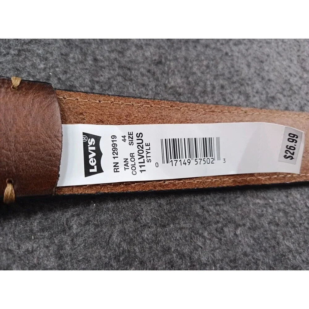 Levis Men's Brown Ombre Leather Belt Size 44 Silver Buckle 1.5